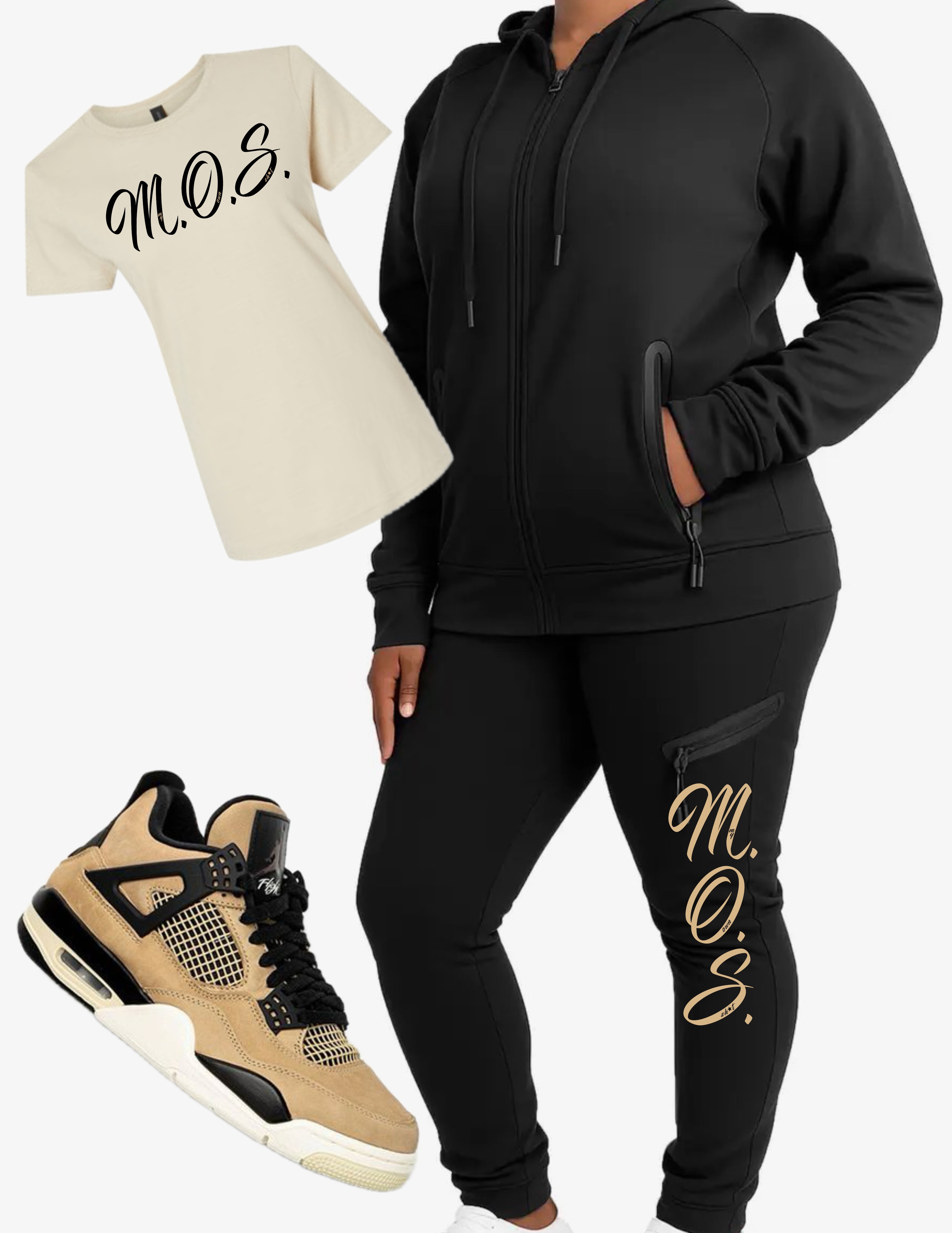 M.O.S.-ladies black sweatsuit with tee